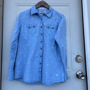 Ariat Light Blue Western Shirt with Subtle Embroidery